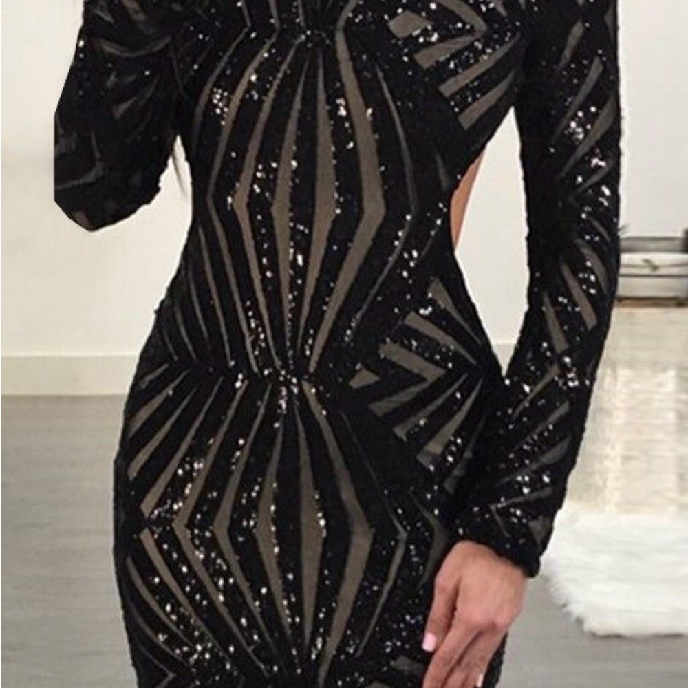 Elegant Black Sequin Dress